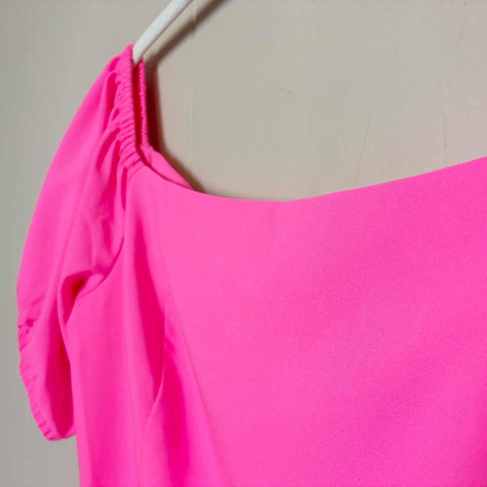 Lilly Pulitzer Jada Jumpsuit 14 Pink Isle Off the Shoulder Wide Leg Belted 14 - Picture 5 of 13